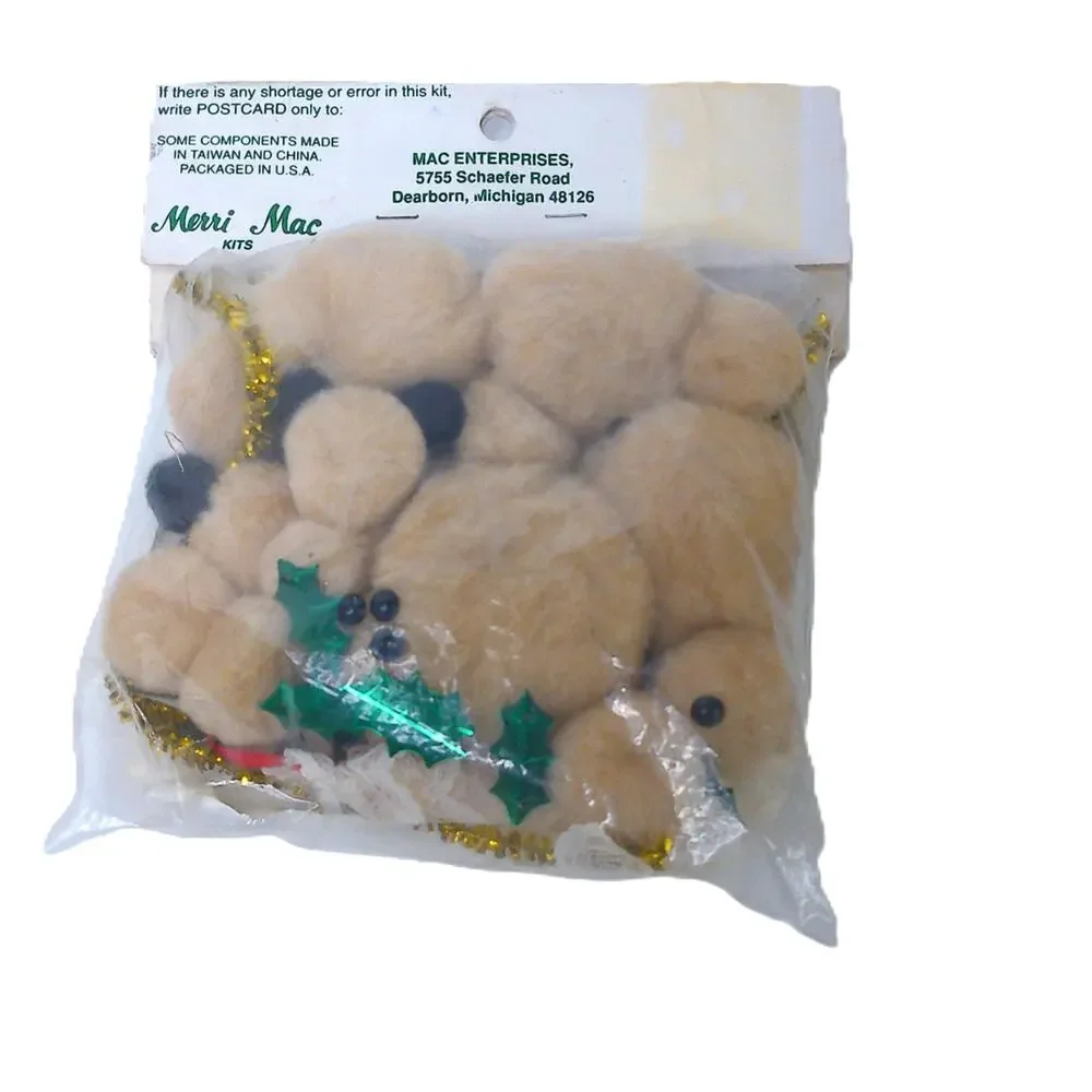 Christmas Rein-Bear Teddy Bear Pom Pom Ornament Kids Craft Kit Merri Mac